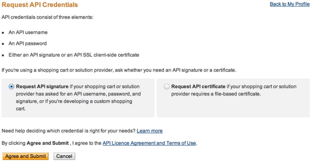 Request PayPal API Signature