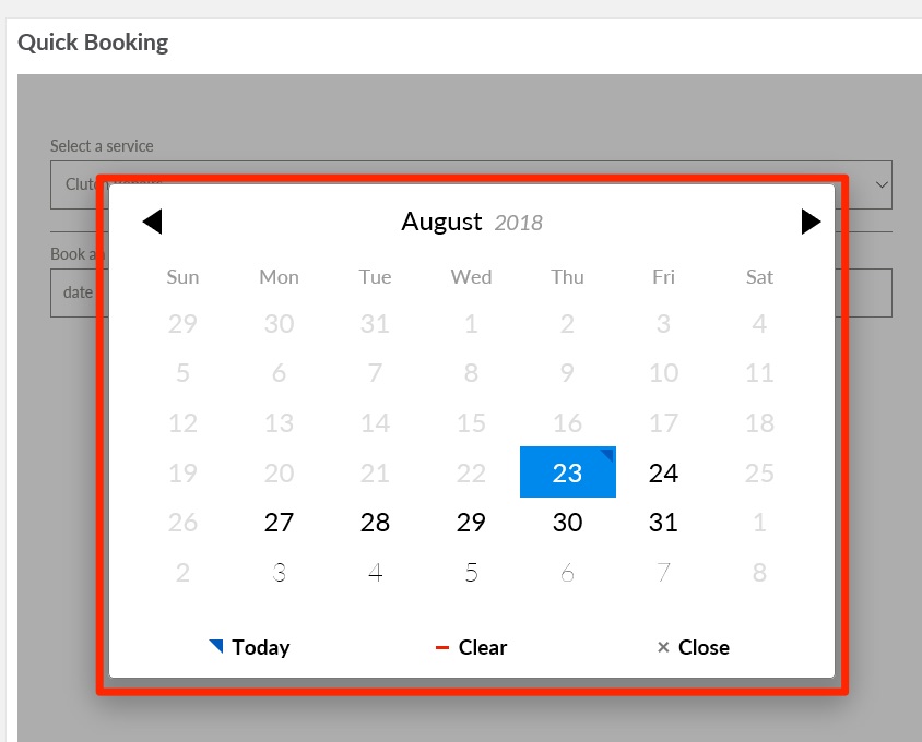 Quick booking date selection