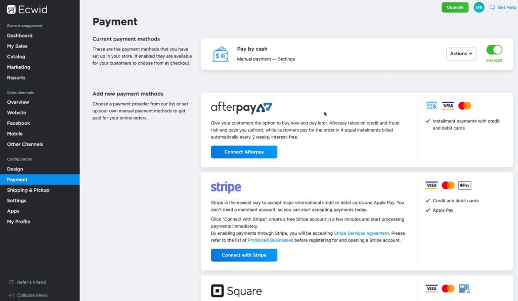 Set up payment options - Choices