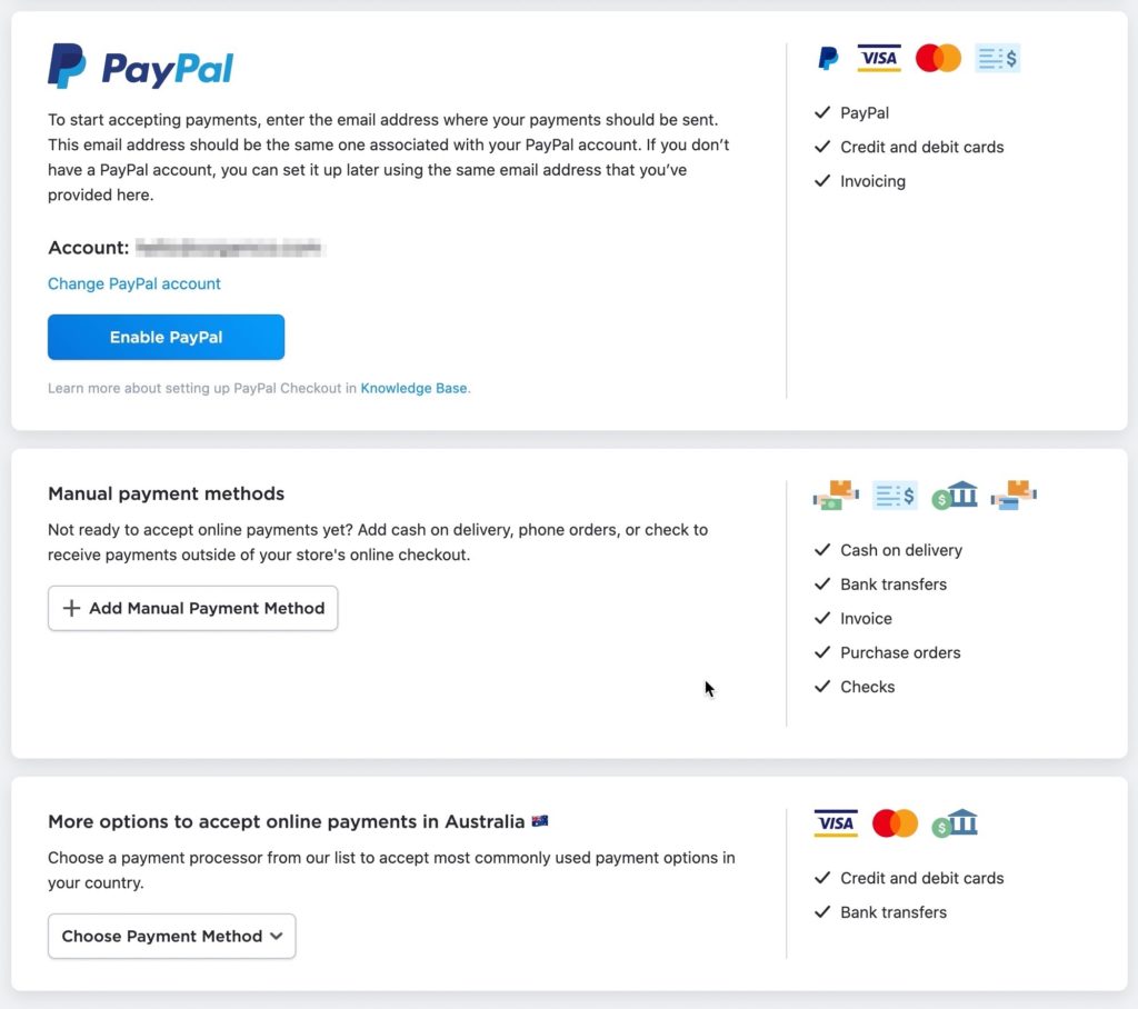 Set up payment options - More choices
