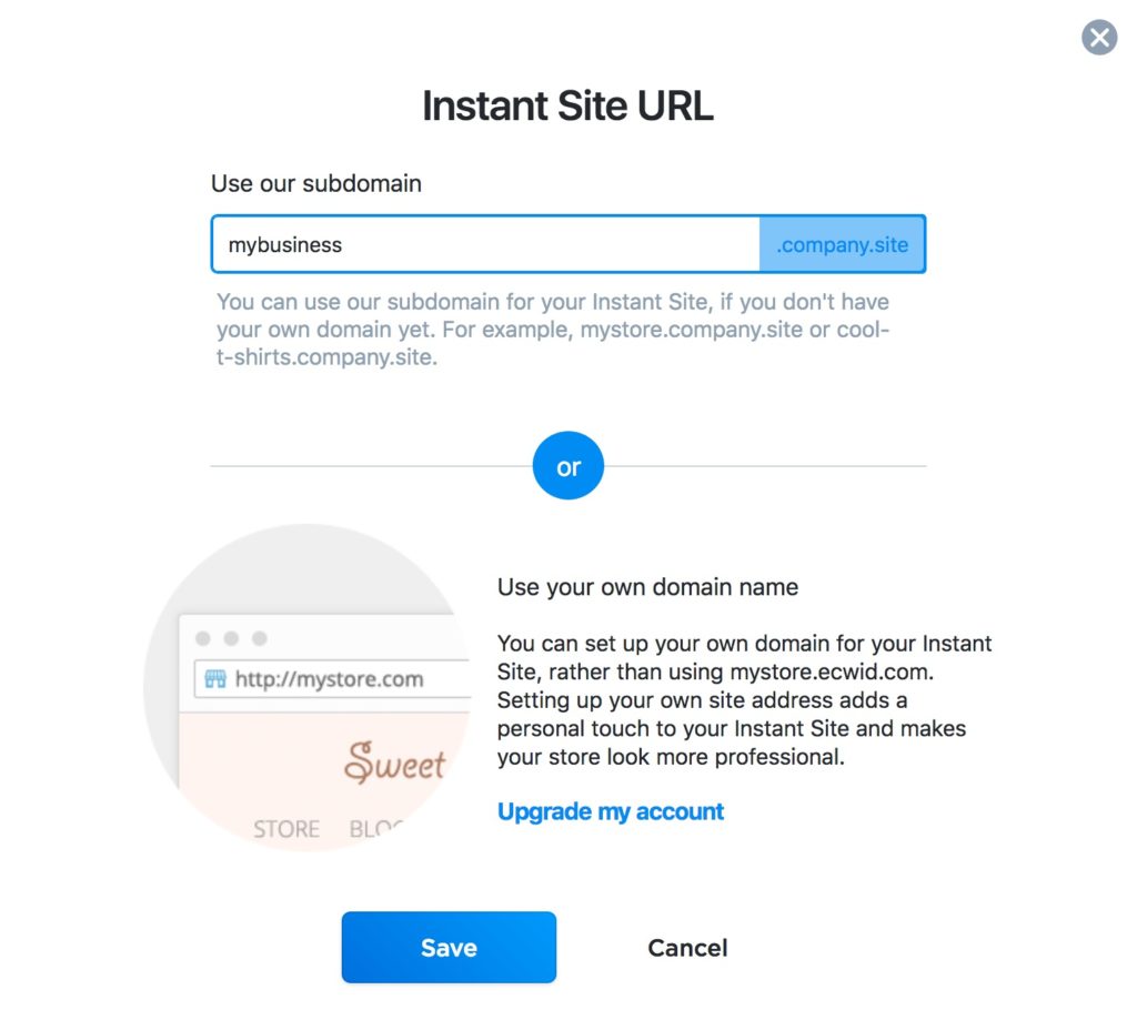 Instant Site URL options