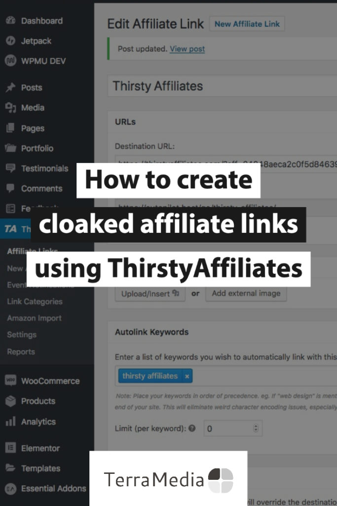 How to create cloaked affiliate links using ThirstyAffiliates - Pin