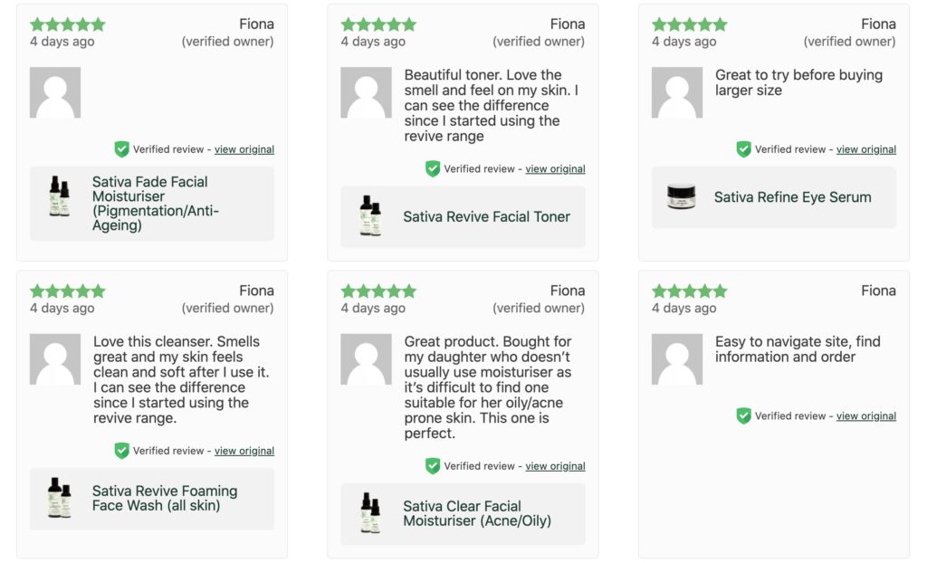 Customer Review Grid Example